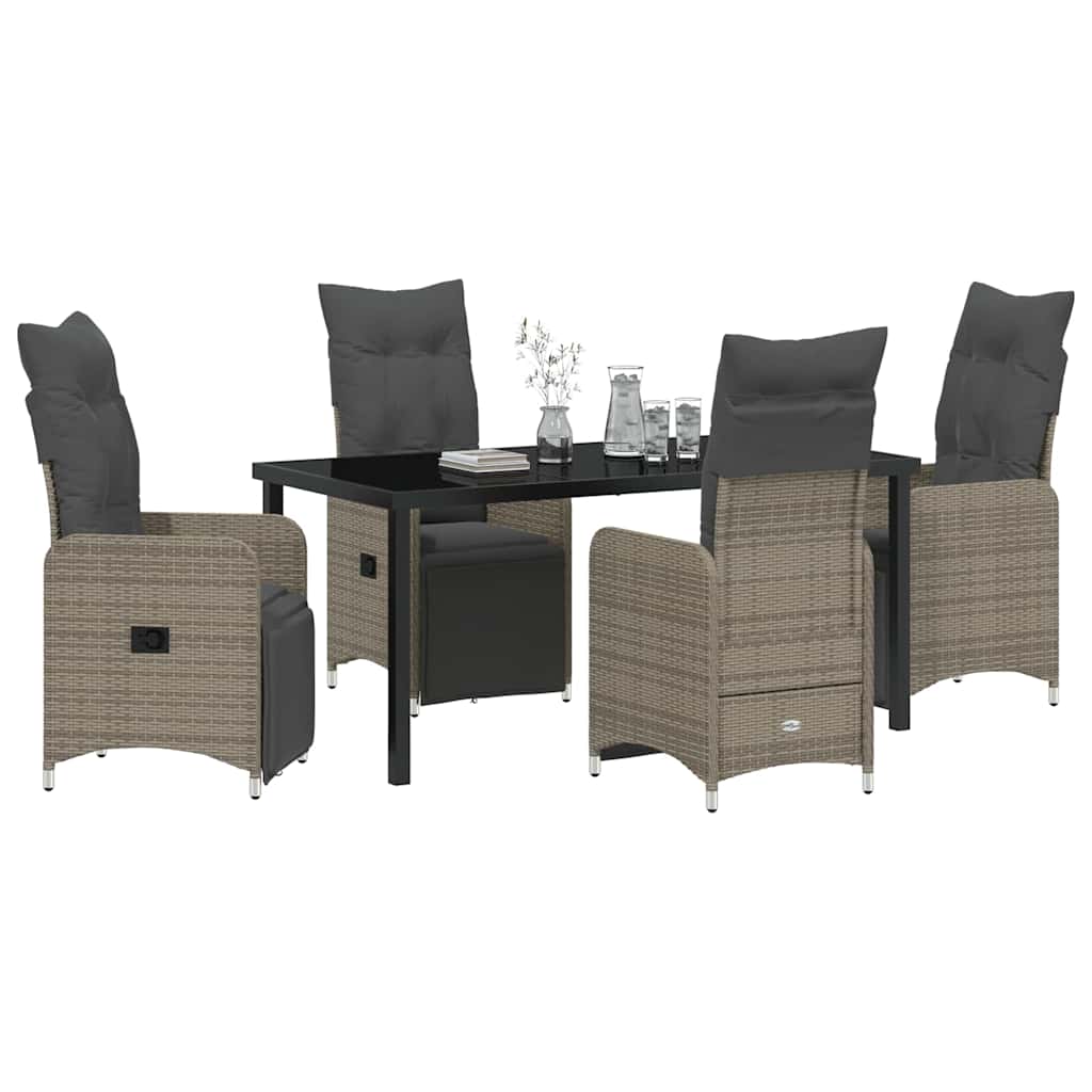 Garten Essgruppe 5 pcs Grau Poly-Rattan