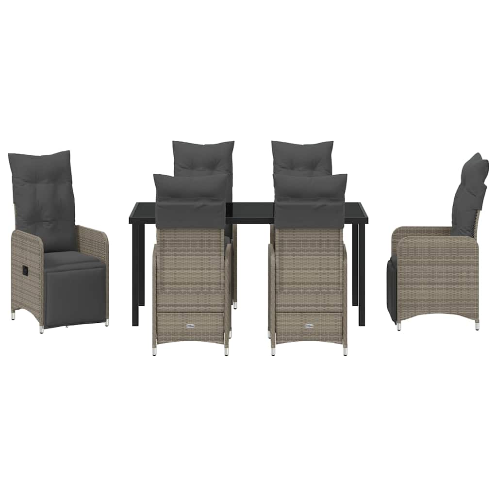 Garten Essgruppe 7 pcs Grau Poly-Rattan