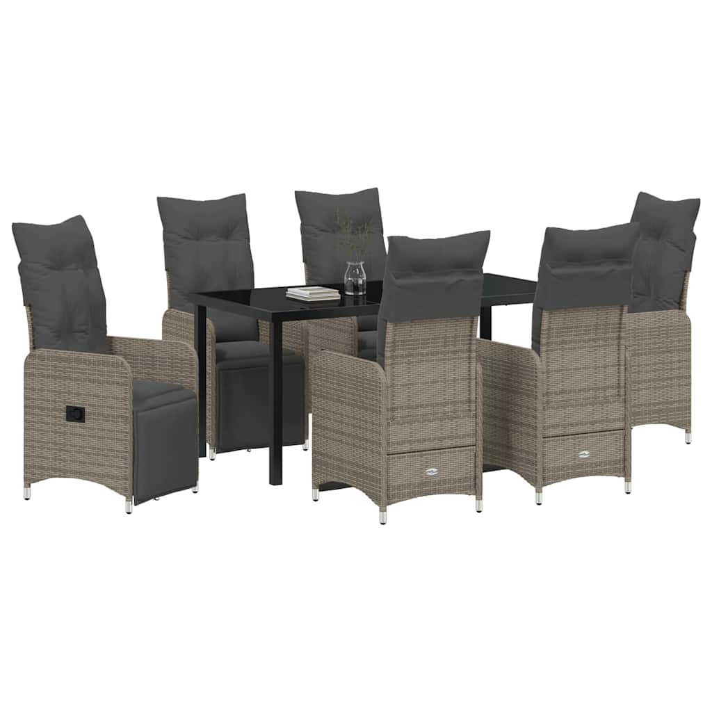 Garten Essgruppe 7 pcs Grau Poly-Rattan