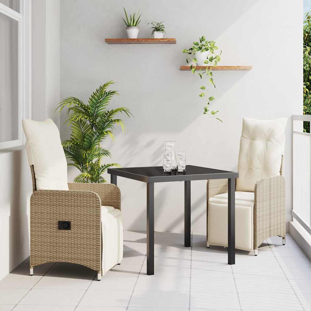 Garten Essgruppe 3 pcs Beige Poly-Rattan