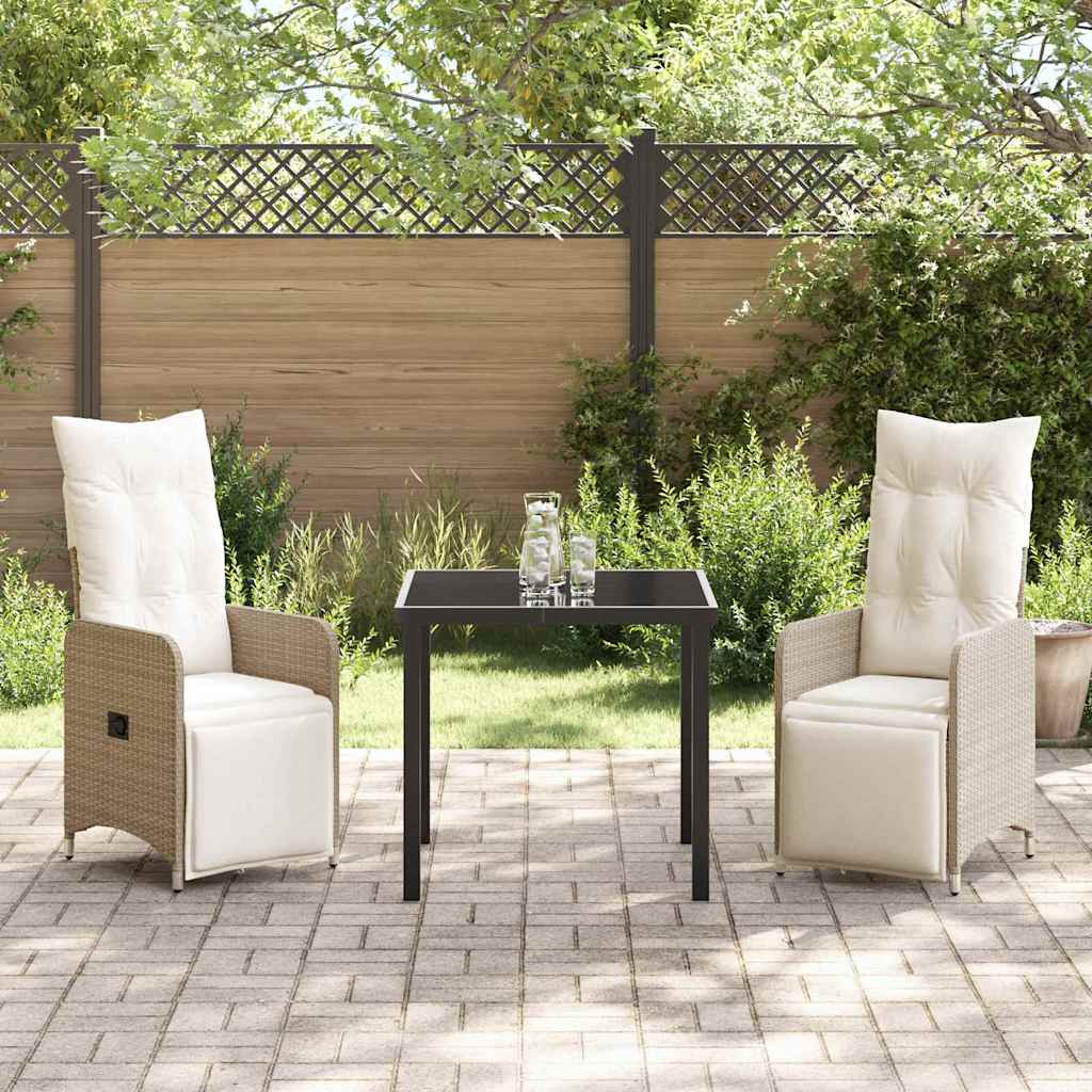 Garten Essgruppe 3 pcs Beige Poly-Rattan