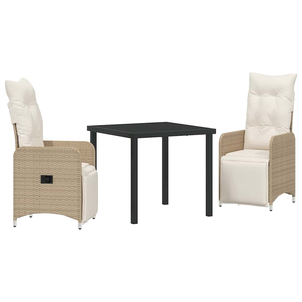 Garten Essgruppe 3 pcs Beige Poly-Rattan