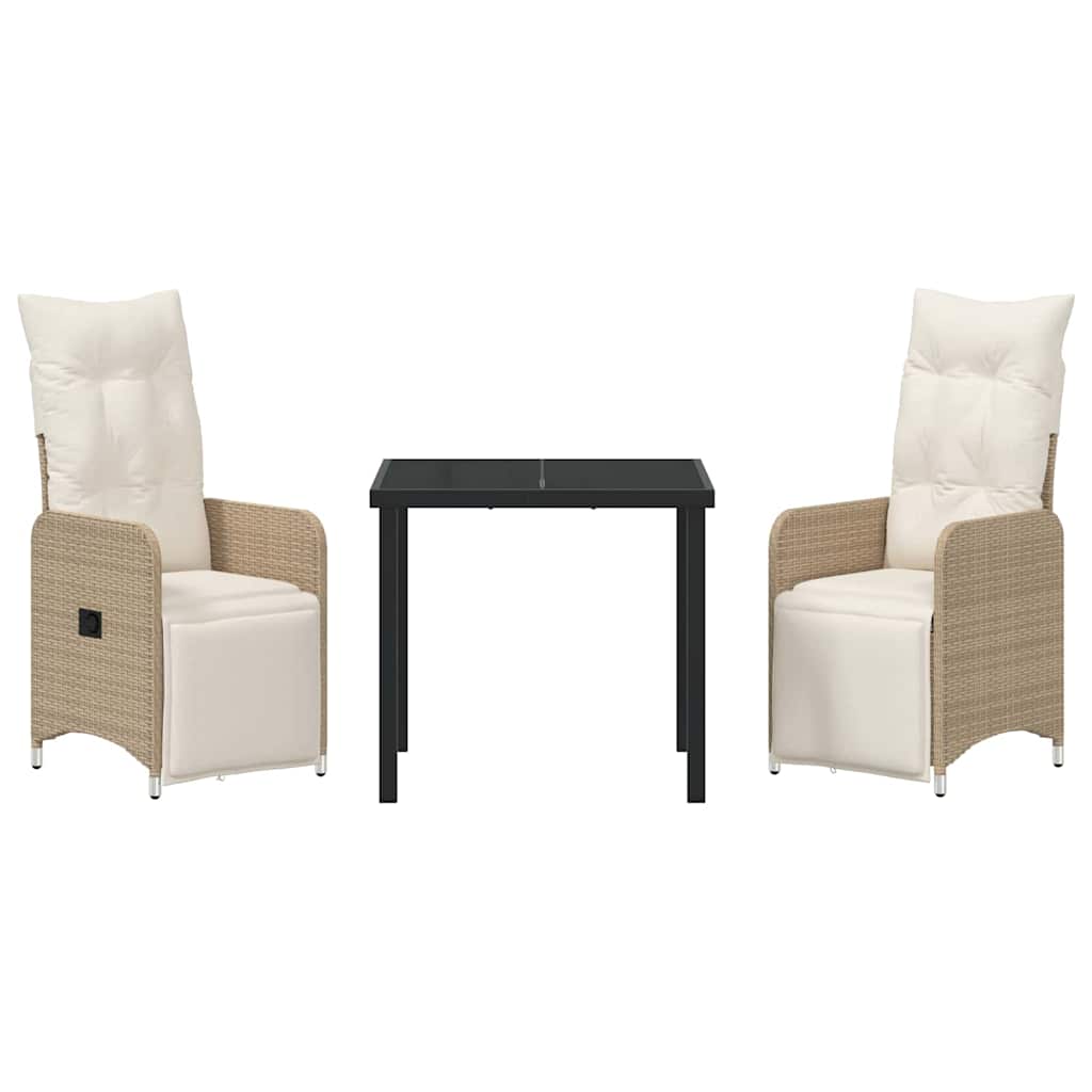 Garten Essgruppe 3 pcs Beige Poly-Rattan