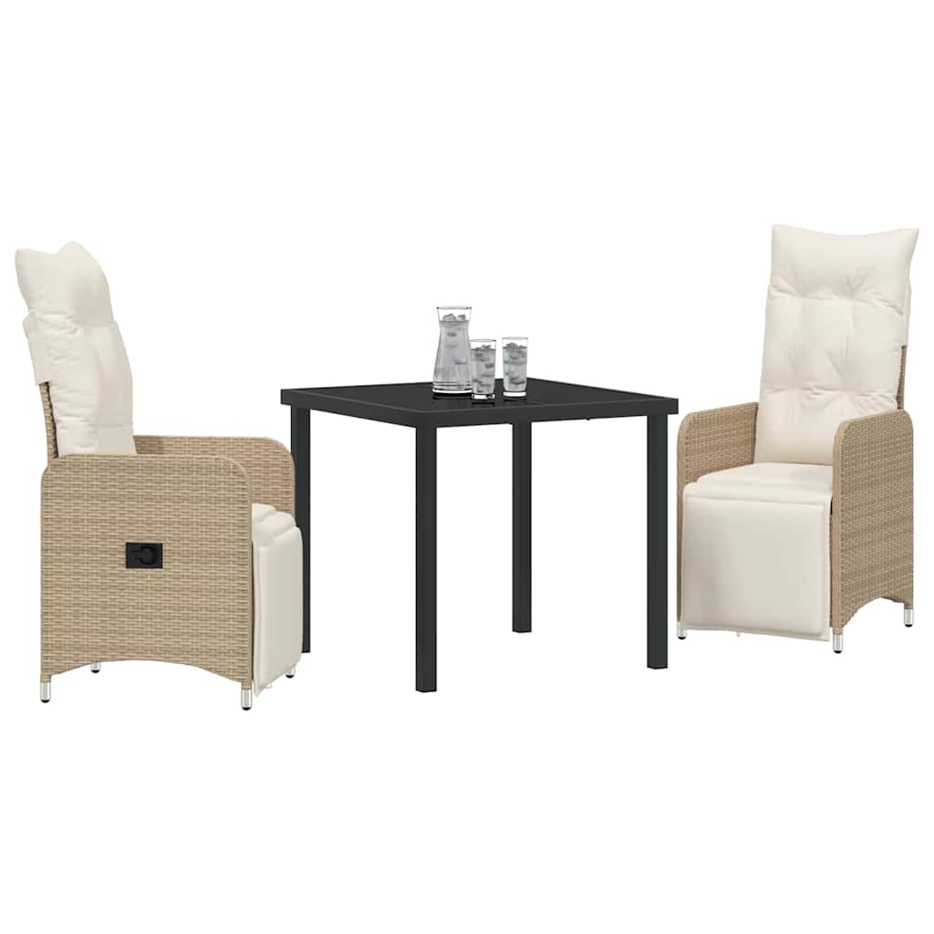 Garten Essgruppe 3 pcs Beige Poly-Rattan
