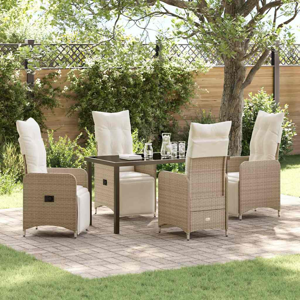 Garten Essgruppe 5 pcs Beige Poly-Rattan