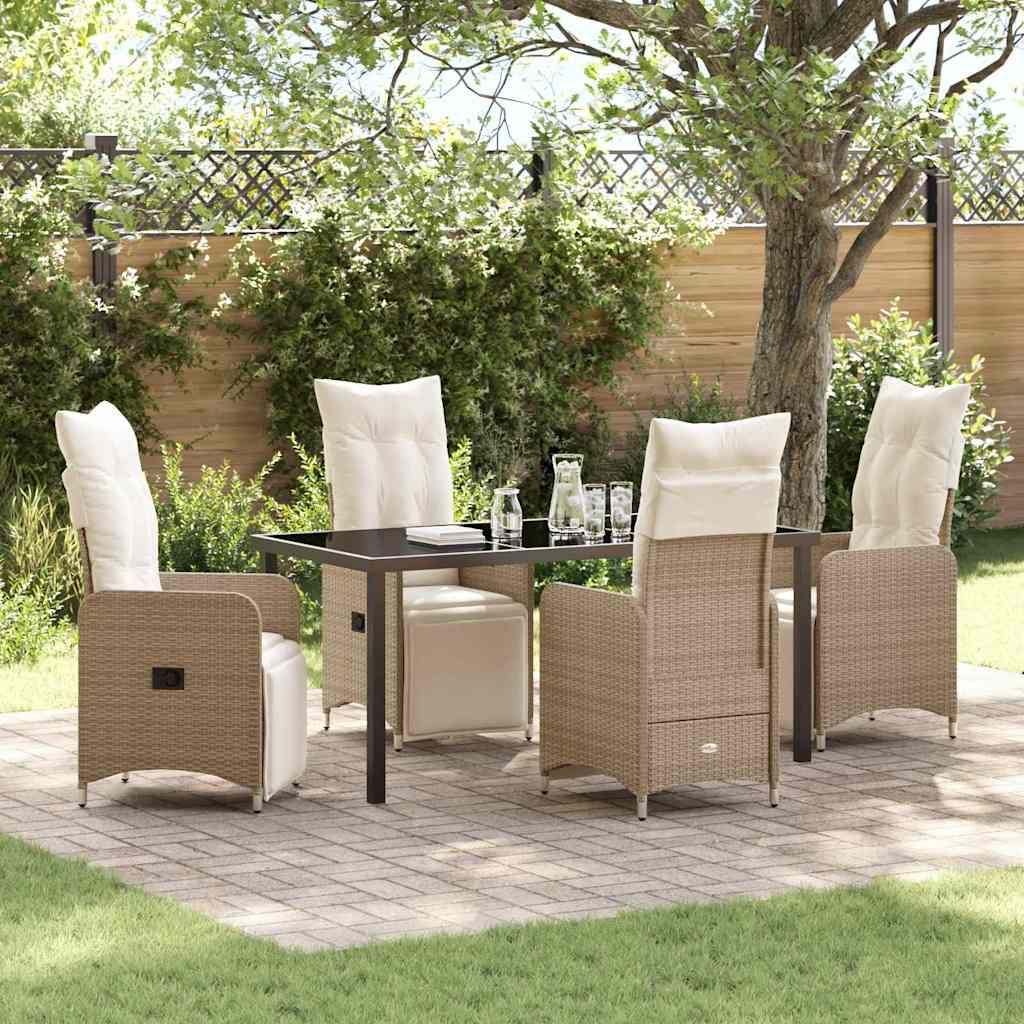 Garten Essgruppe 5 pcs Beige Poly-Rattan