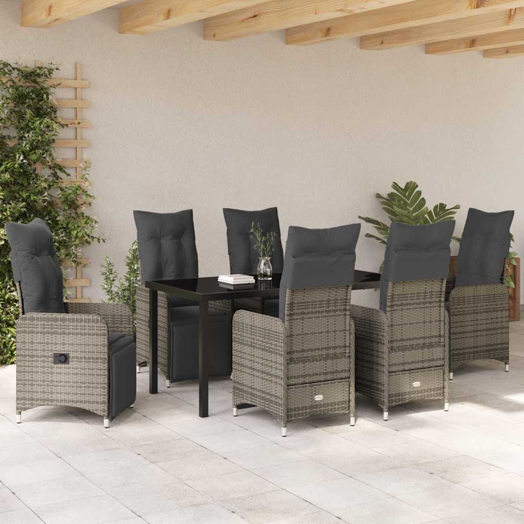Garten Essgruppe 7 pcs Beige Poly-Rattan