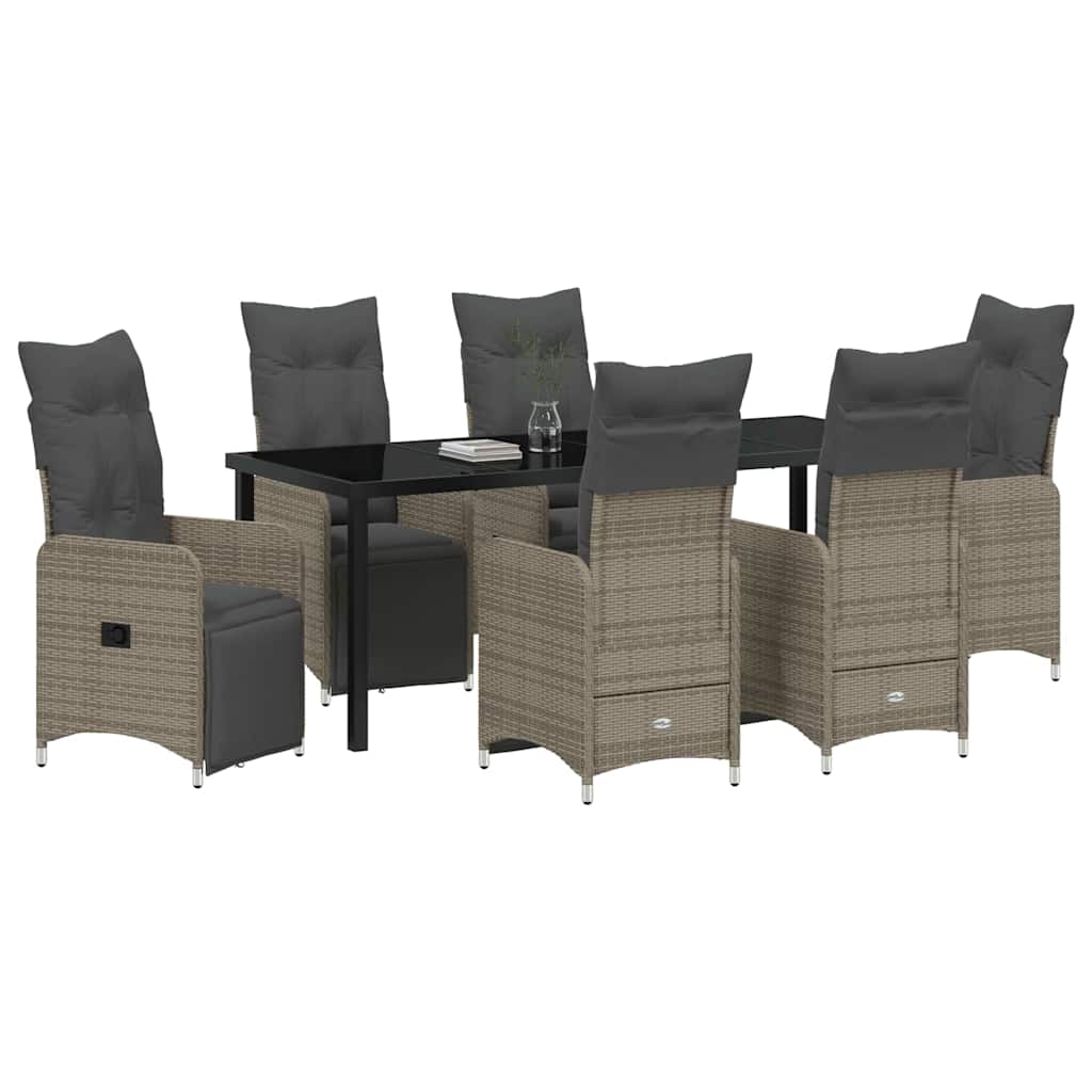 Garten Essgruppe 7 pcs Beige Poly-Rattan