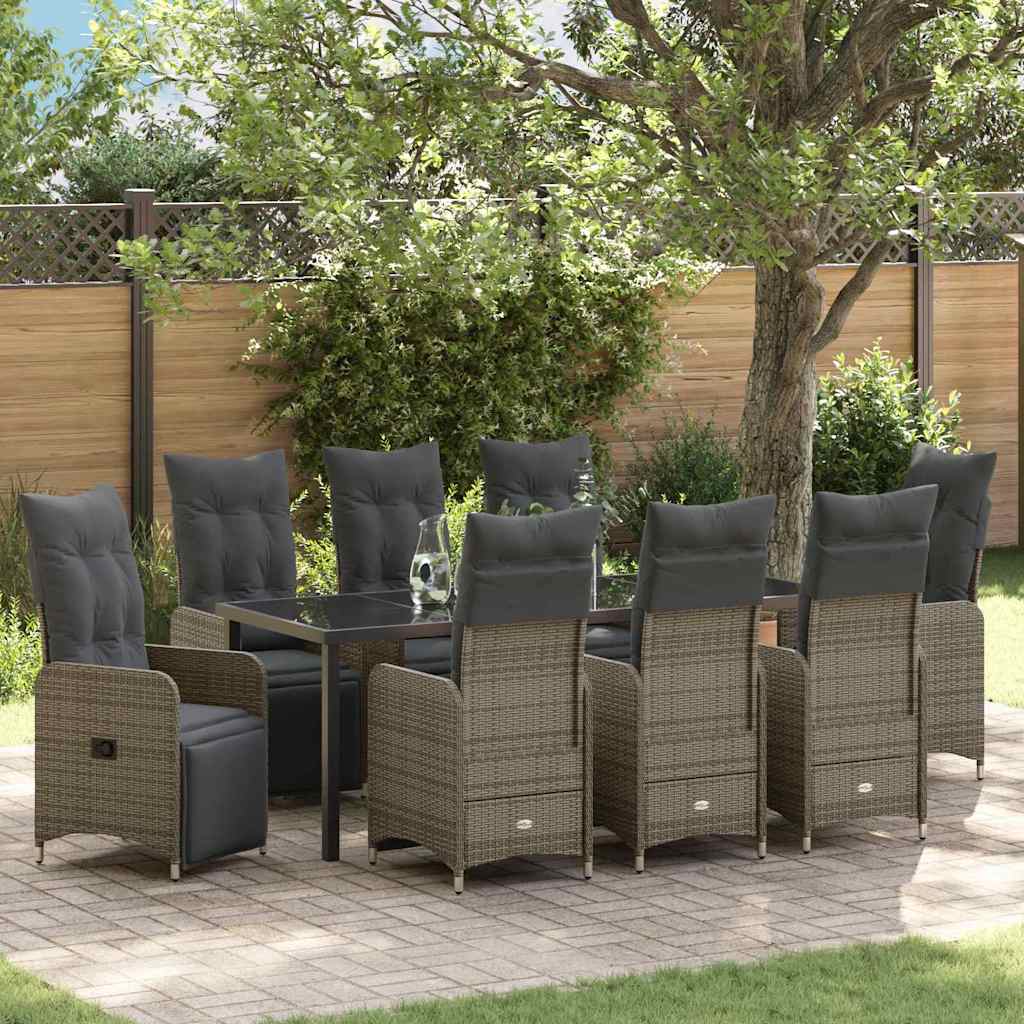 Garten Essgruppe 9 pcs Beige Poly-Rattan
