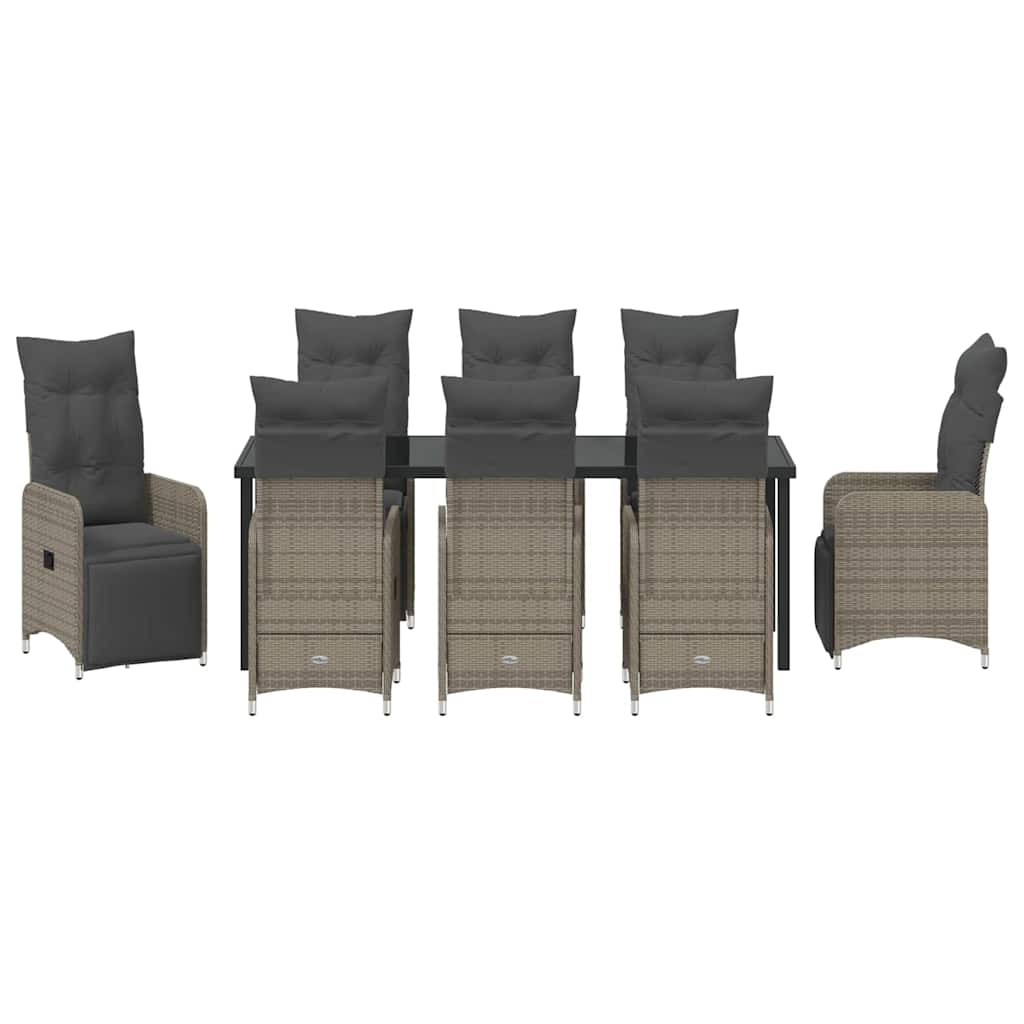 Garten Essgruppe 9 pcs Beige Poly-Rattan