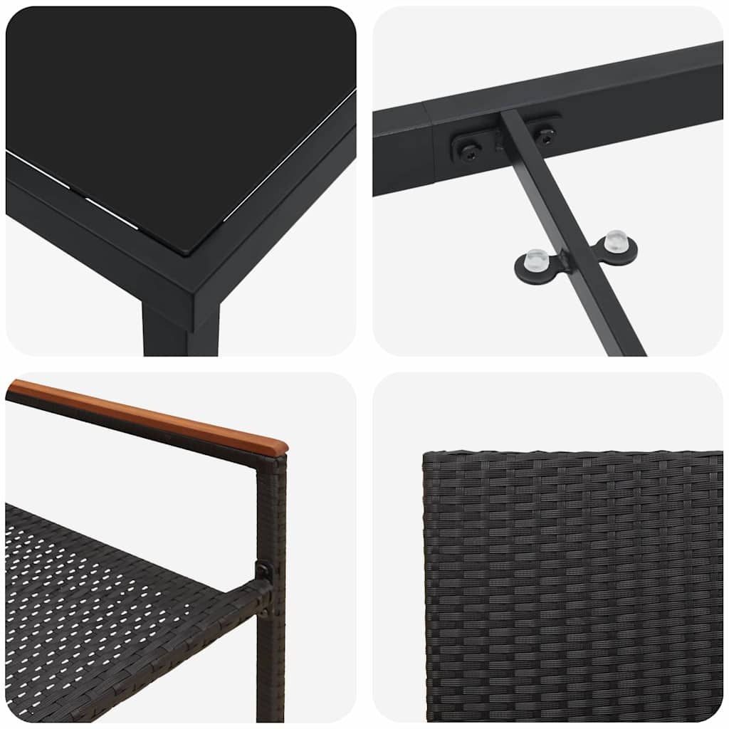 Garten Essgruppe mit Kissen 3 pcs Schwarz Poly-Rattan