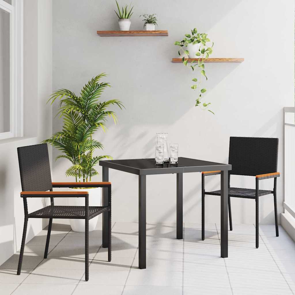 Garten Essgruppe mit Kissen 3 pcs Schwarz Poly-Rattan