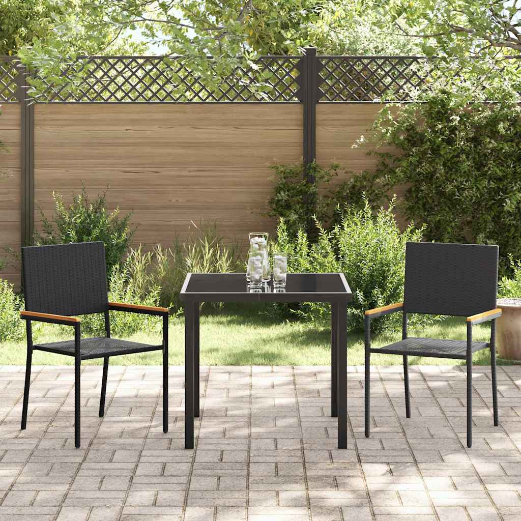 Garten Essgruppe mit Kissen 3 pcs Schwarz Poly-Rattan