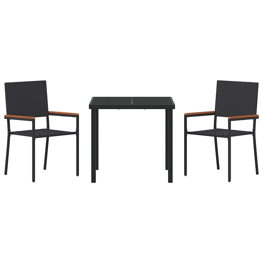 Garten Essgruppe mit Kissen 3 pcs Schwarz Poly-Rattan