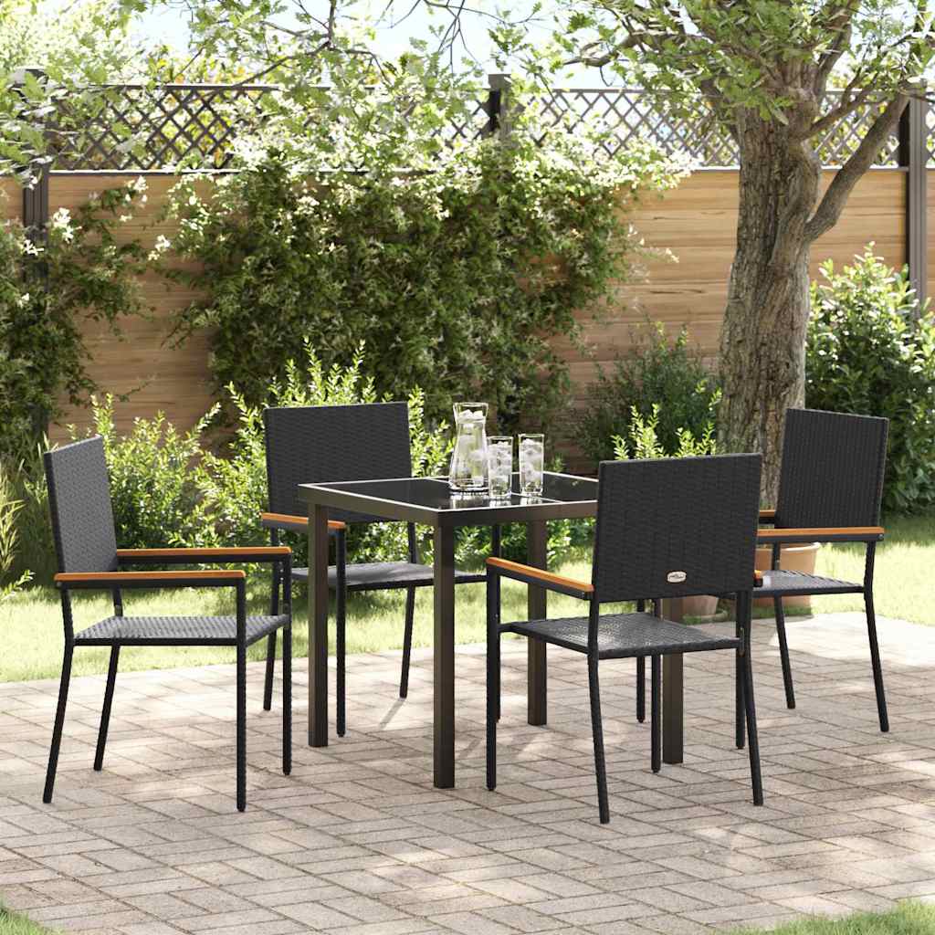 Garten Essgruppe mit Kissen 5 pcs Schwarz Poly-Rattan