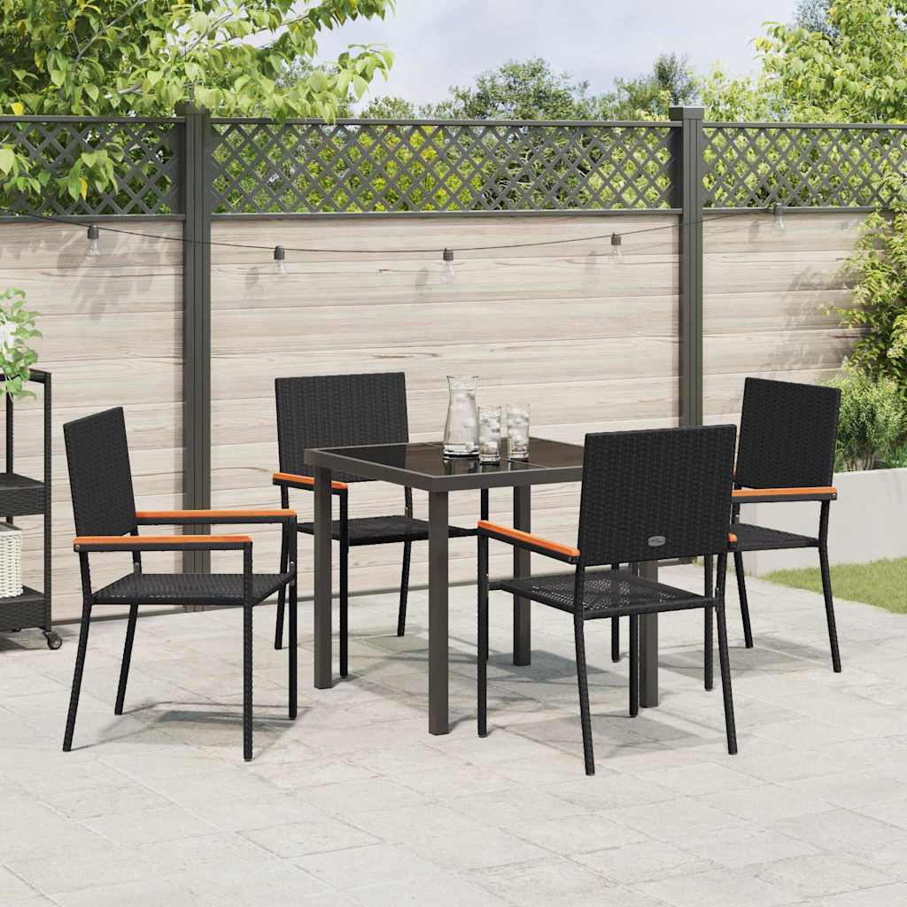 Garten Essgruppe mit Kissen 5 pcs Schwarz Poly-Rattan