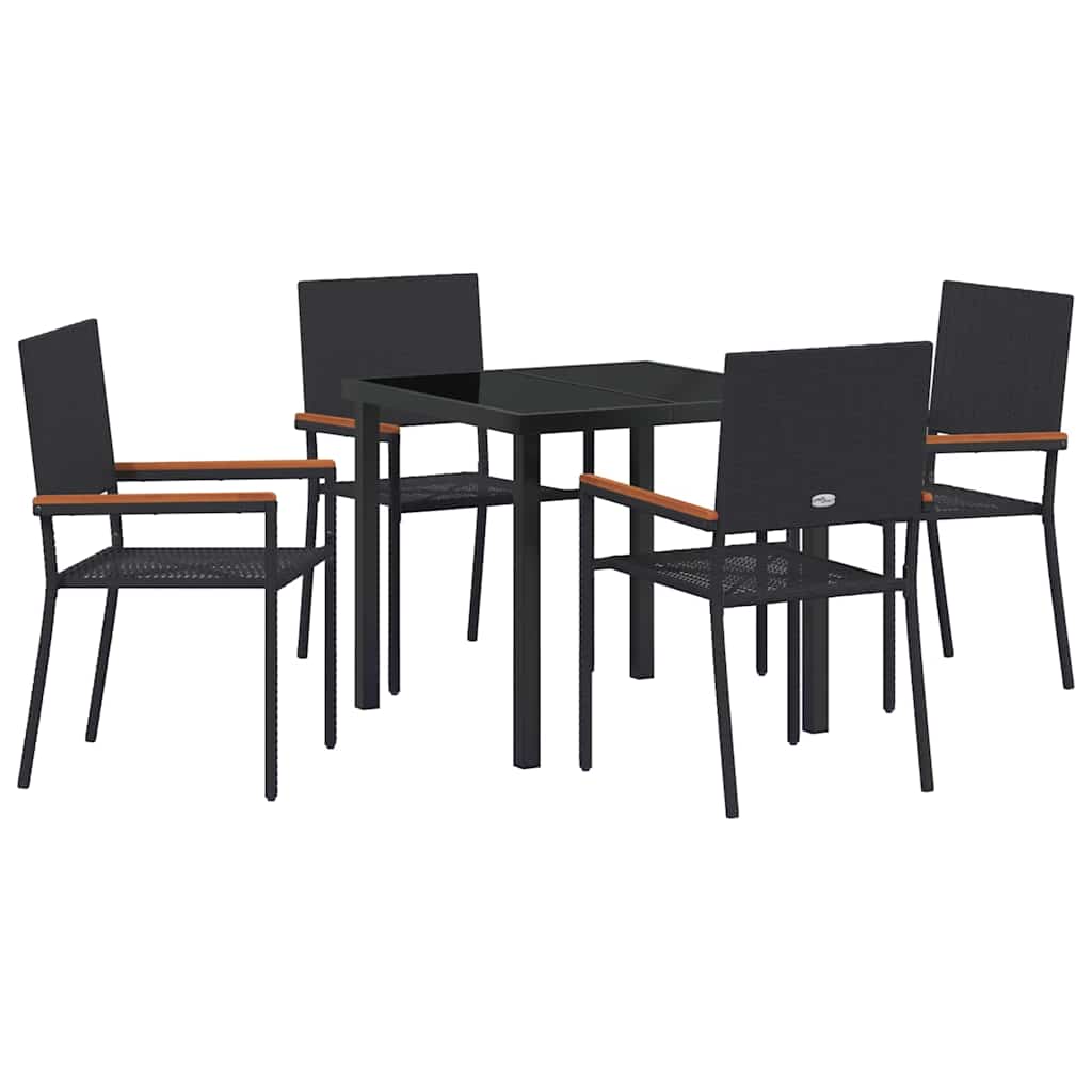 Garten Essgruppe mit Kissen 5 pcs Schwarz Poly-Rattan