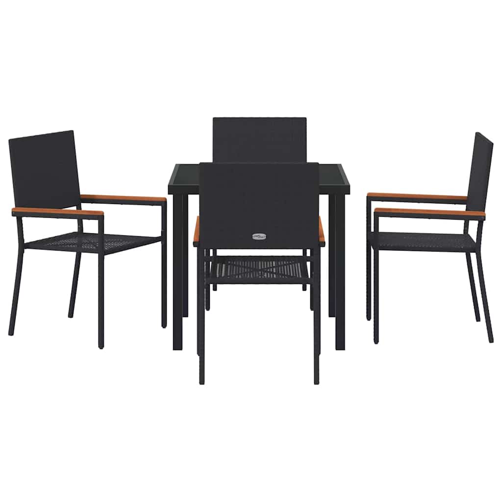 Garten Essgruppe mit Kissen 5 pcs Schwarz Poly-Rattan
