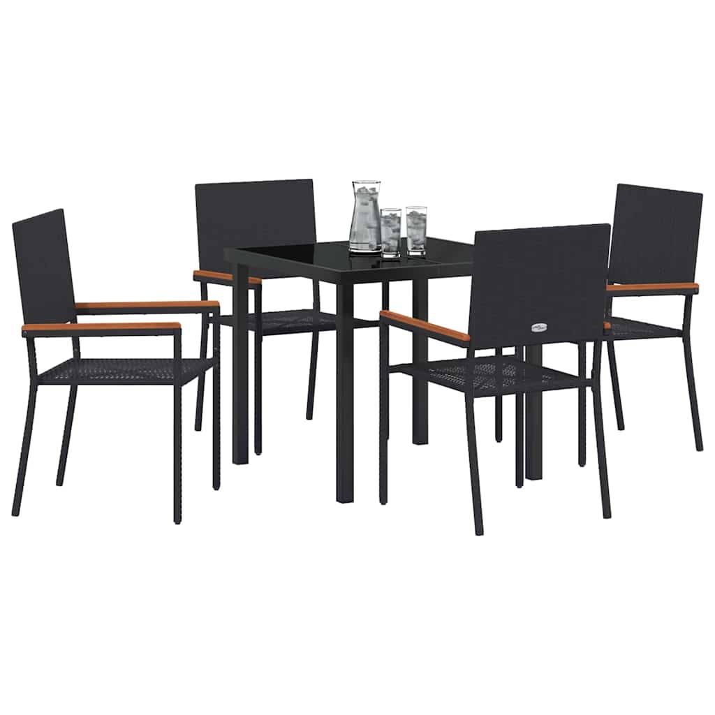 Garten Essgruppe mit Kissen 5 pcs Schwarz Poly-Rattan