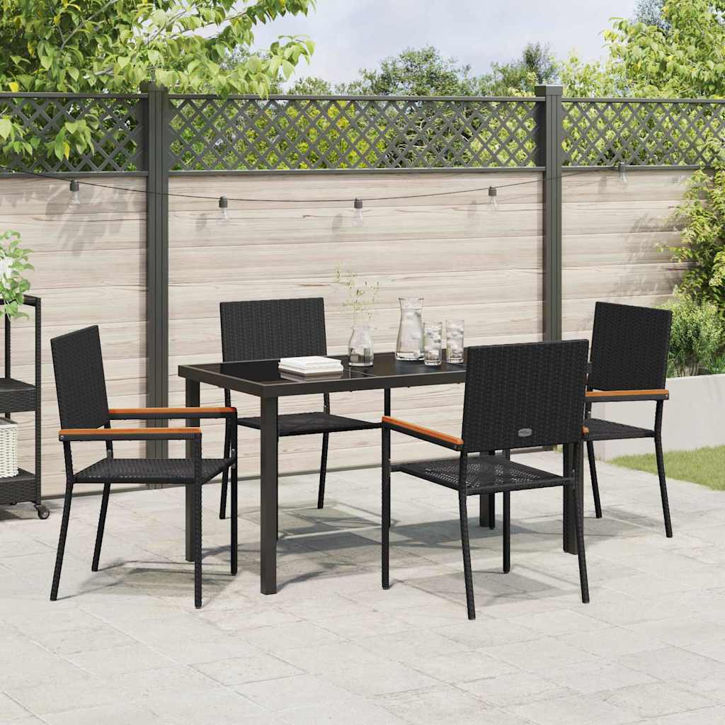 Garten Essgruppe mit Kissen 5 pcs Schwarz Poly-Rattan