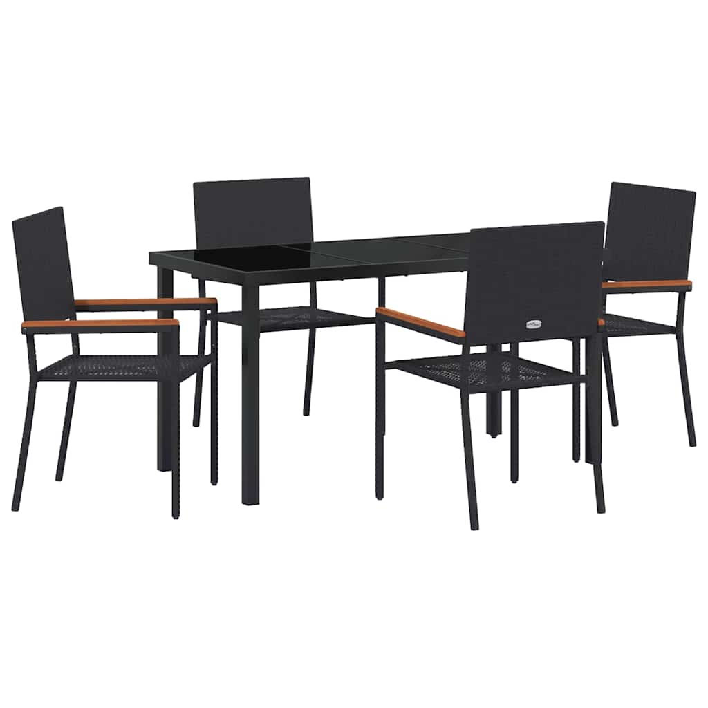 Garten Essgruppe mit Kissen 5 pcs Schwarz Poly-Rattan