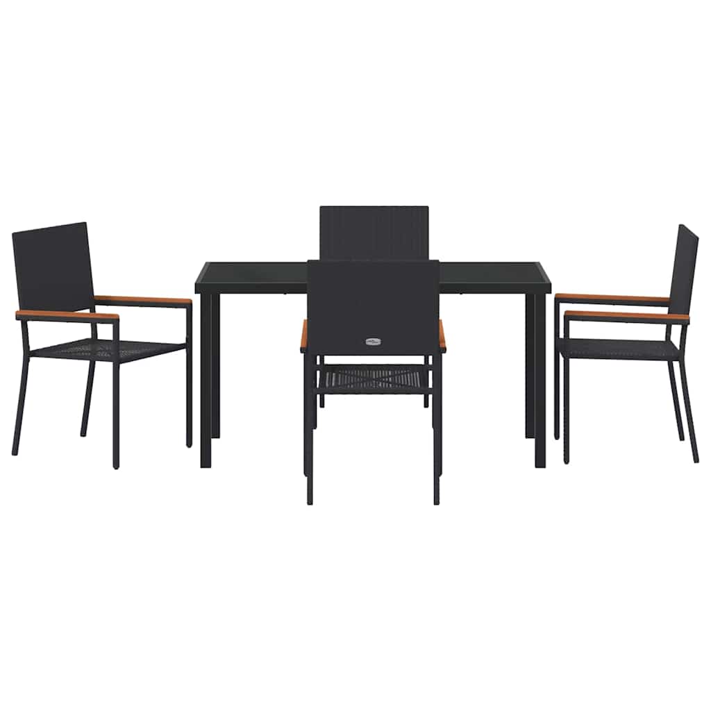 Garten Essgruppe mit Kissen 5 pcs Schwarz Poly-Rattan