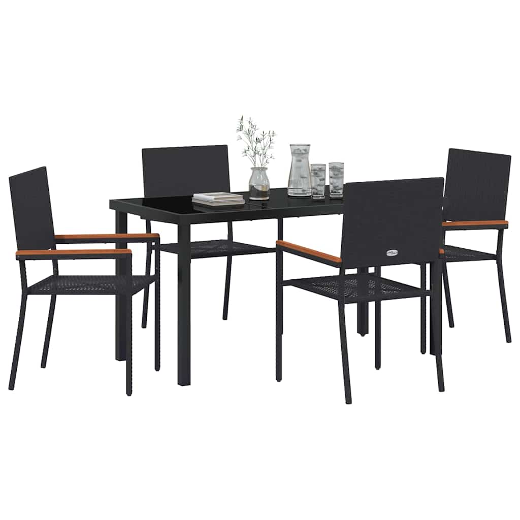 Garten Essgruppe mit Kissen 5 pcs Schwarz Poly-Rattan