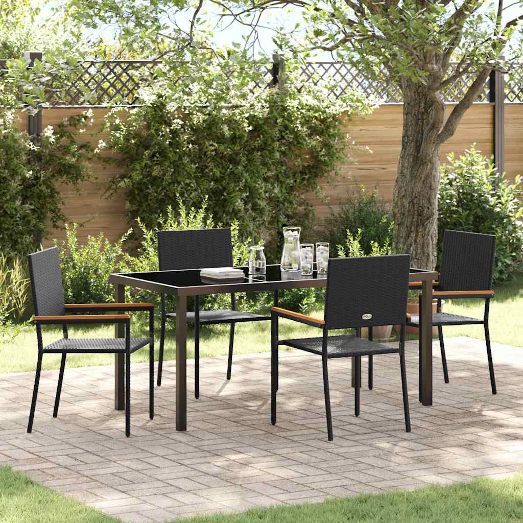 Garten Essgruppe mit Kissen 5 pcs Schwarz Poly-Rattan