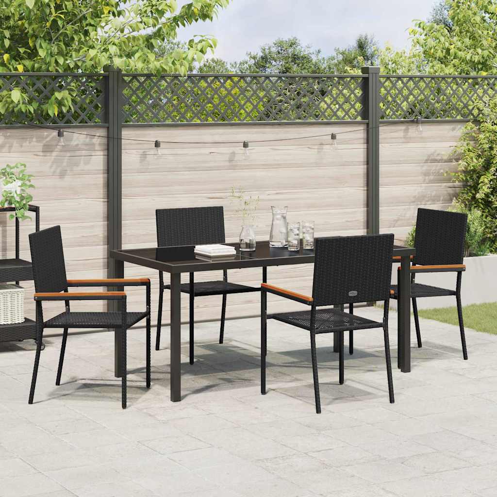 Garten Essgruppe mit Kissen 5 pcs Schwarz Poly-Rattan