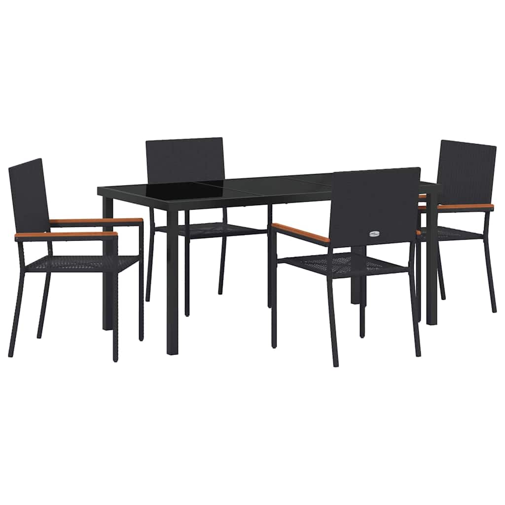 Garten Essgruppe mit Kissen 5 pcs Schwarz Poly-Rattan