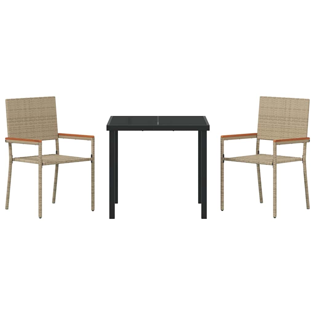 Garten Essgruppe mit Kissen 3 pcs Beige Poly-Rattan