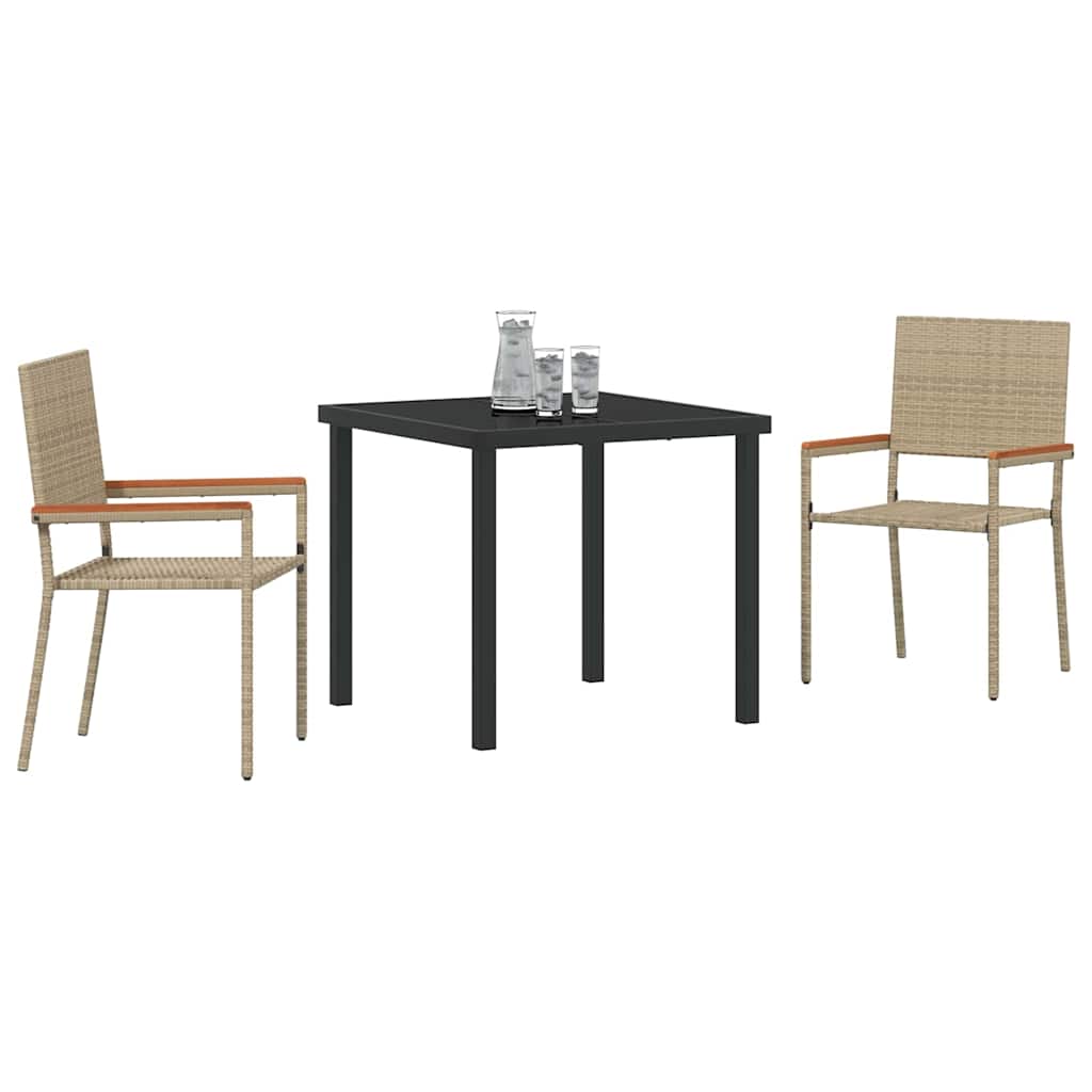 Garten Essgruppe mit Kissen 3 pcs Beige Poly-Rattan