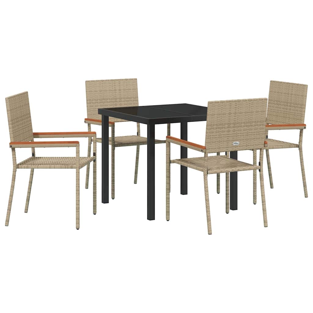 Garten Essgruppe mit Kissen 5 pcs Beige Poly-Rattan