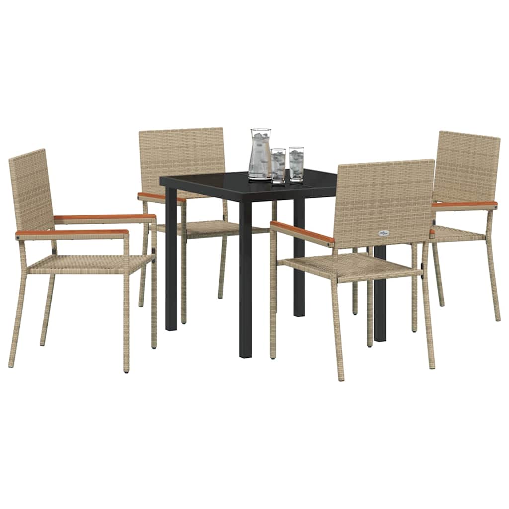 Garten Essgruppe mit Kissen 5 pcs Beige Poly-Rattan