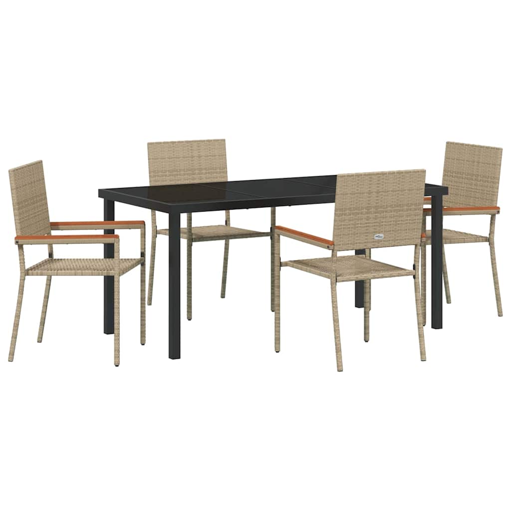 Garten Essgruppe mit Kissen 5 pcs Beige Poly-Rattan