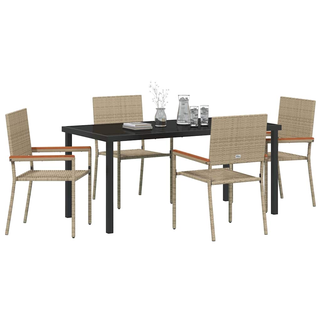 Garten Essgruppe mit Kissen 5 pcs Beige Poly-Rattan