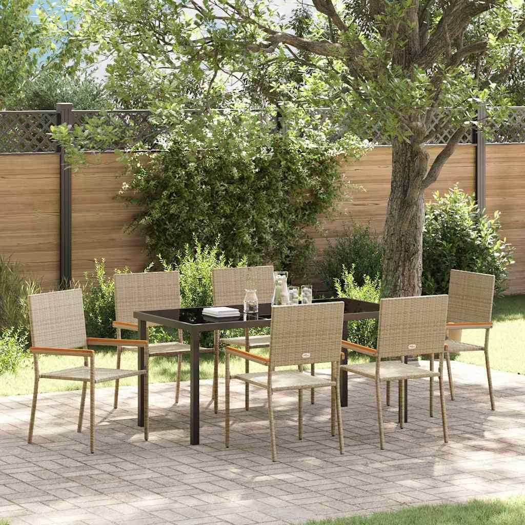 Garten Essgruppe mit Kissen 7 pcs Beige Poly-Rattan
