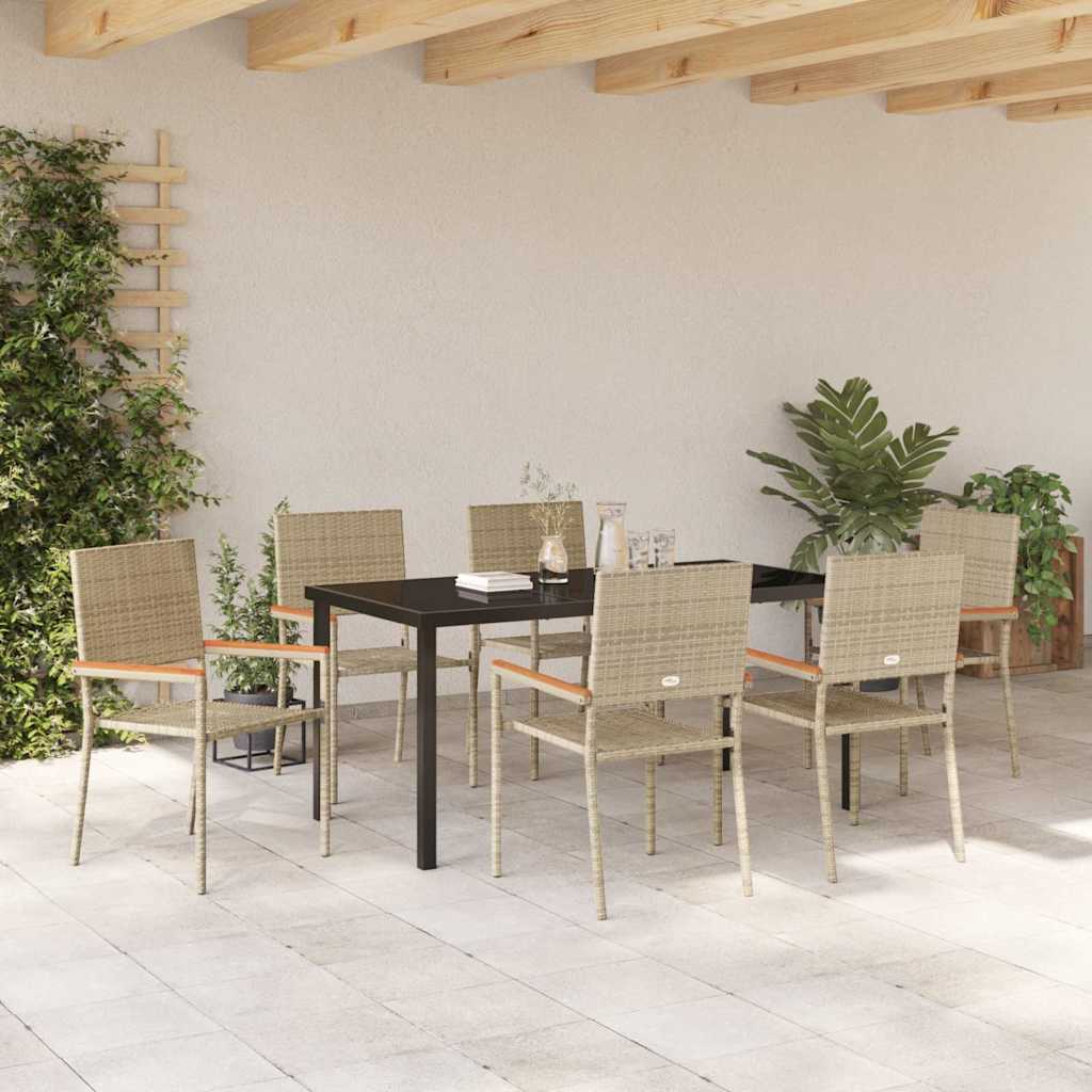 Garten Essgruppe mit Kissen 7 pcs Beige Poly-Rattan
