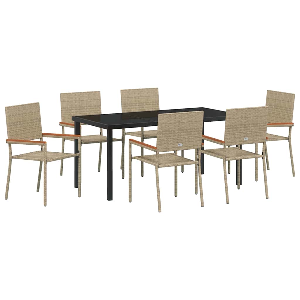 Garten Essgruppe mit Kissen 7 pcs Beige Poly-Rattan