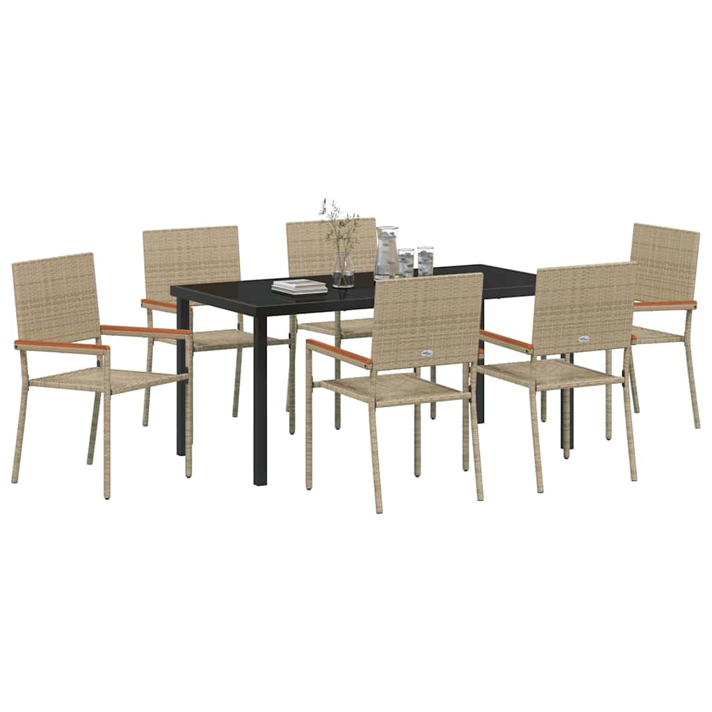 Garten Essgruppe mit Kissen 7 pcs Beige Poly-Rattan