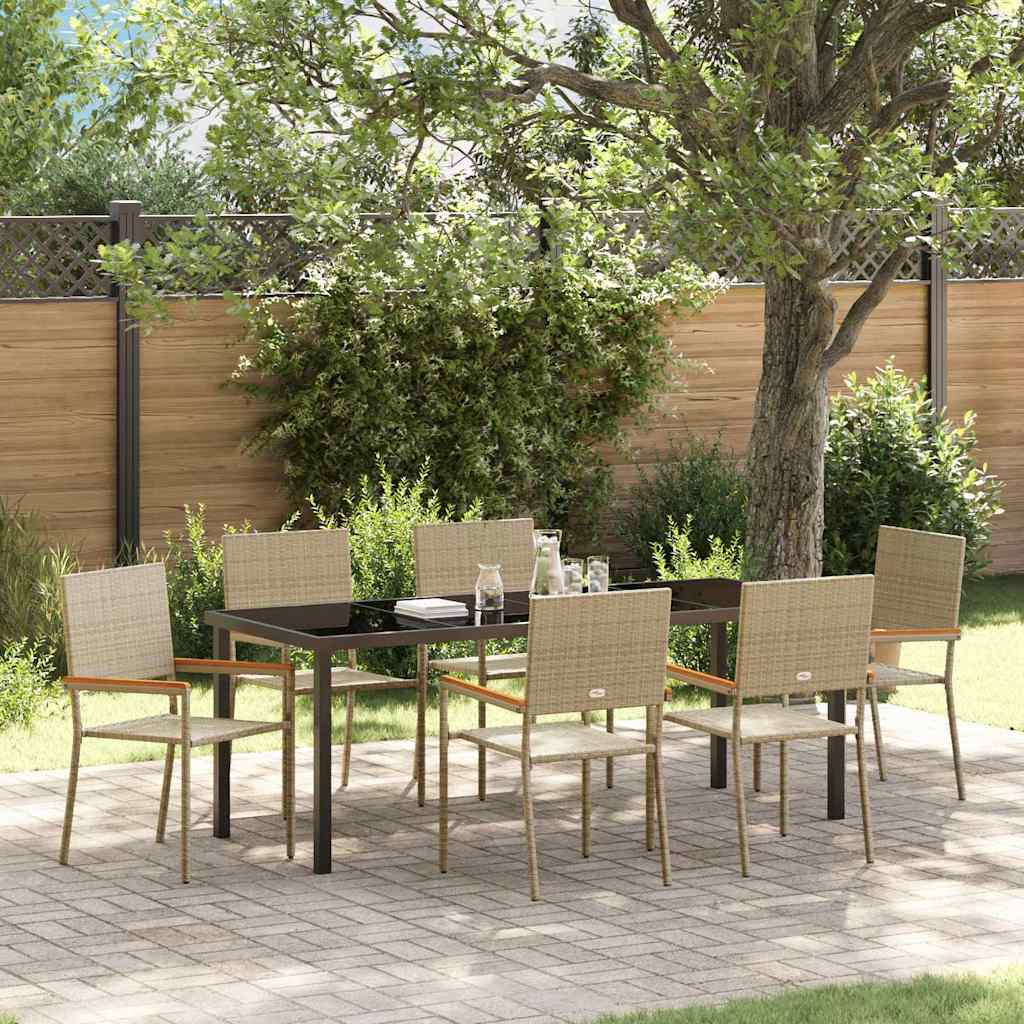 Garten Essgruppe mit Kissen 7 pcs Beige Poly-Rattan