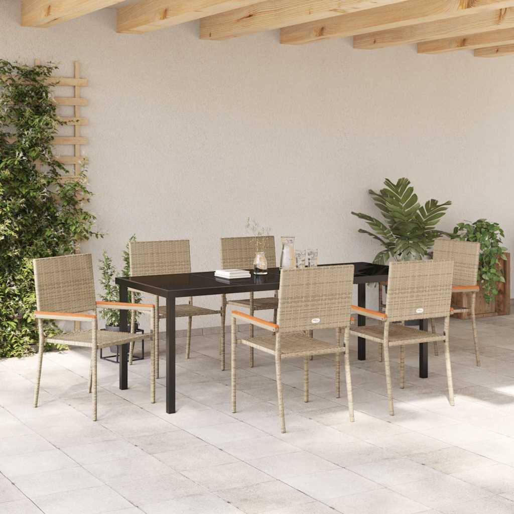 Garten Essgruppe mit Kissen 7 pcs Beige Poly-Rattan