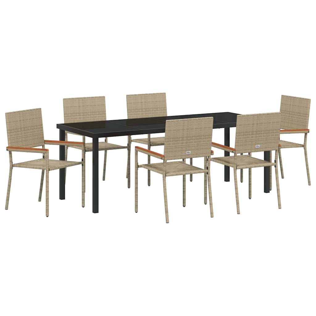 Garten Essgruppe mit Kissen 7 pcs Beige Poly-Rattan