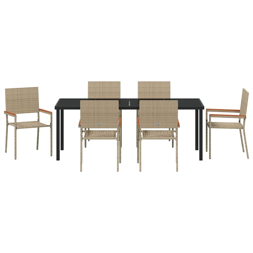 Garten Essgruppe mit Kissen 7 pcs Beige Poly-Rattan