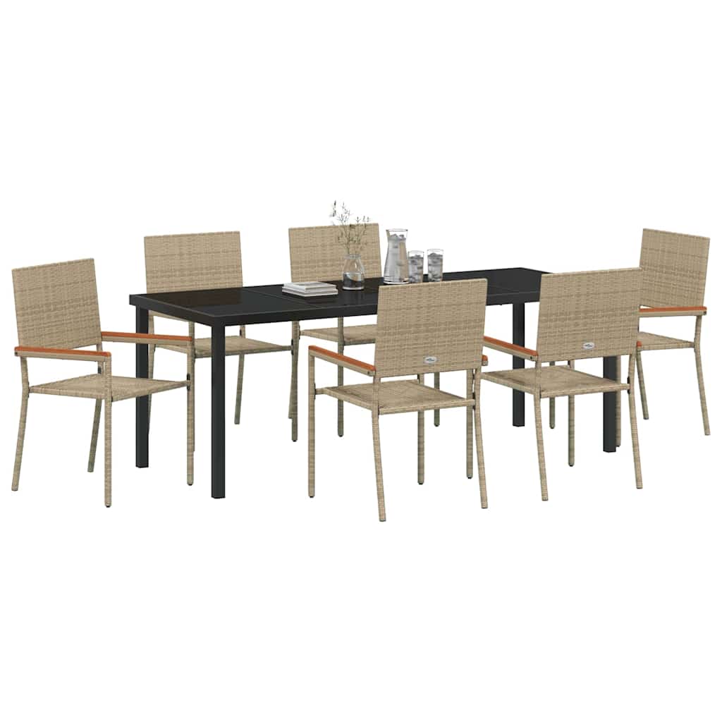 Garten Essgruppe mit Kissen 7 pcs Beige Poly-Rattan