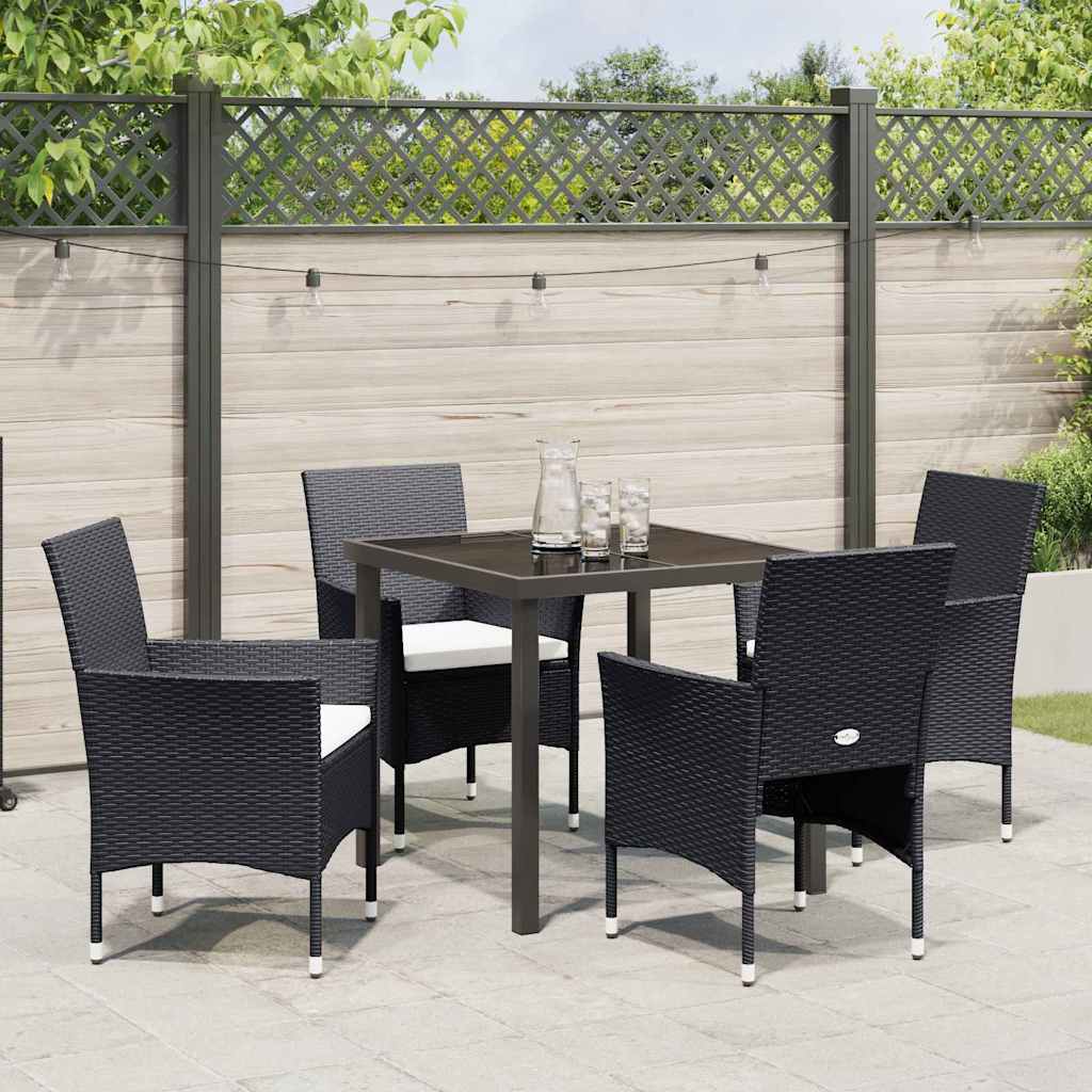 Garten Essgruppe mit Kissen 5 pcs Schwarz Poly-Rattan