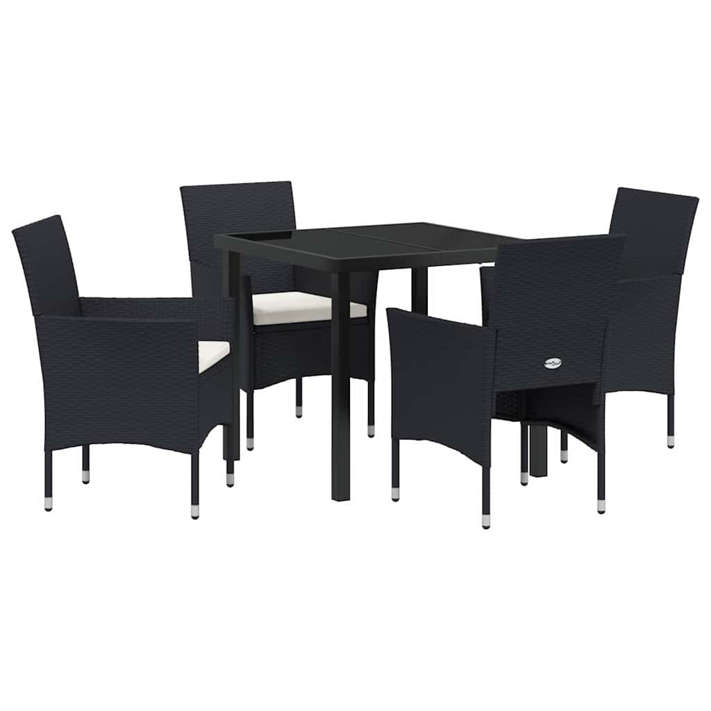 Garten Essgruppe mit Kissen 5 pcs Schwarz Poly-Rattan