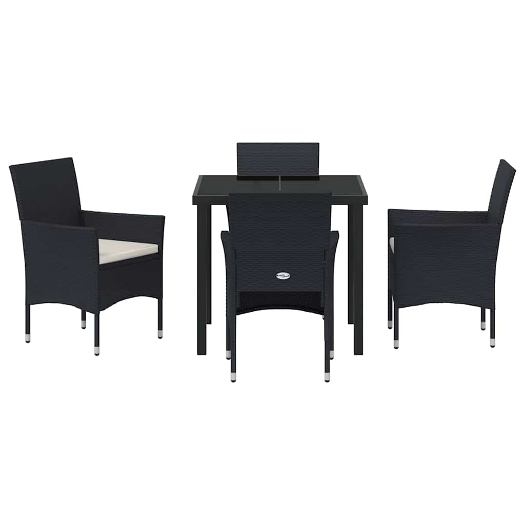 Garten Essgruppe mit Kissen 5 pcs Schwarz Poly-Rattan