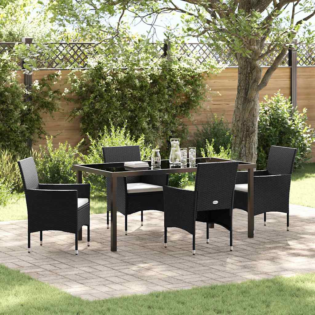 Garten Essgruppe mit Kissen 5 pcs Schwarz Poly-Rattan