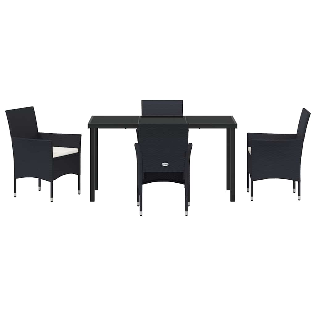 Garten Essgruppe mit Kissen 5 pcs Schwarz Poly-Rattan